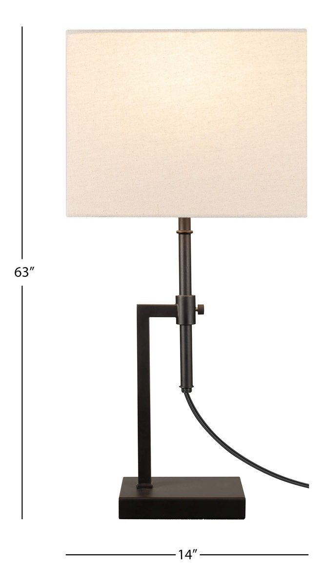 Amazon Brand – Stone & Beam Contemporary Adjustable Height Floor Lamp with Rectangular Linen Shade, LED Bulb Included, 63"H, Brown