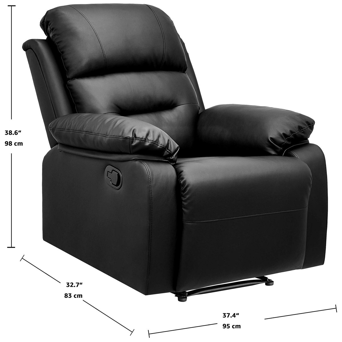 AmazonBasics Classic Faux Leather Extra Padded Recliner Chair - Black