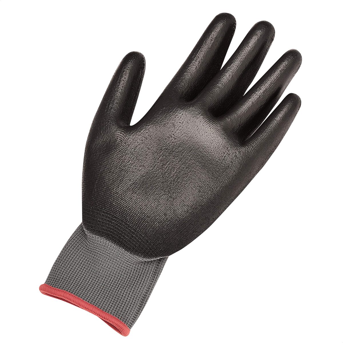 AmazonBasics Polyurethane-Coated Work Gloves, Polyester Liner Fibre, Touch Screen, Grey, Size 9, L, 12 Pairs