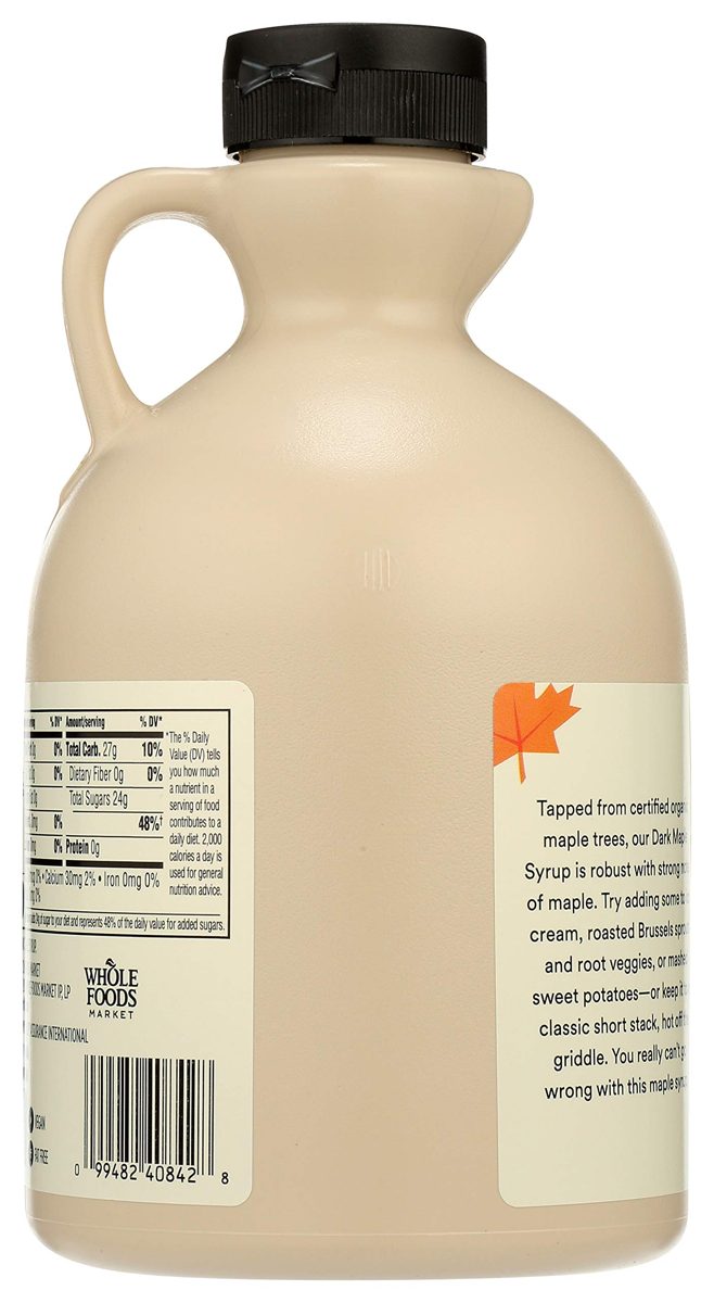 365 by Whole Foods Market, Organic Pure 100% Grade A Maple Syrup, Dark Color Robust Taste, 32 Fl Oz