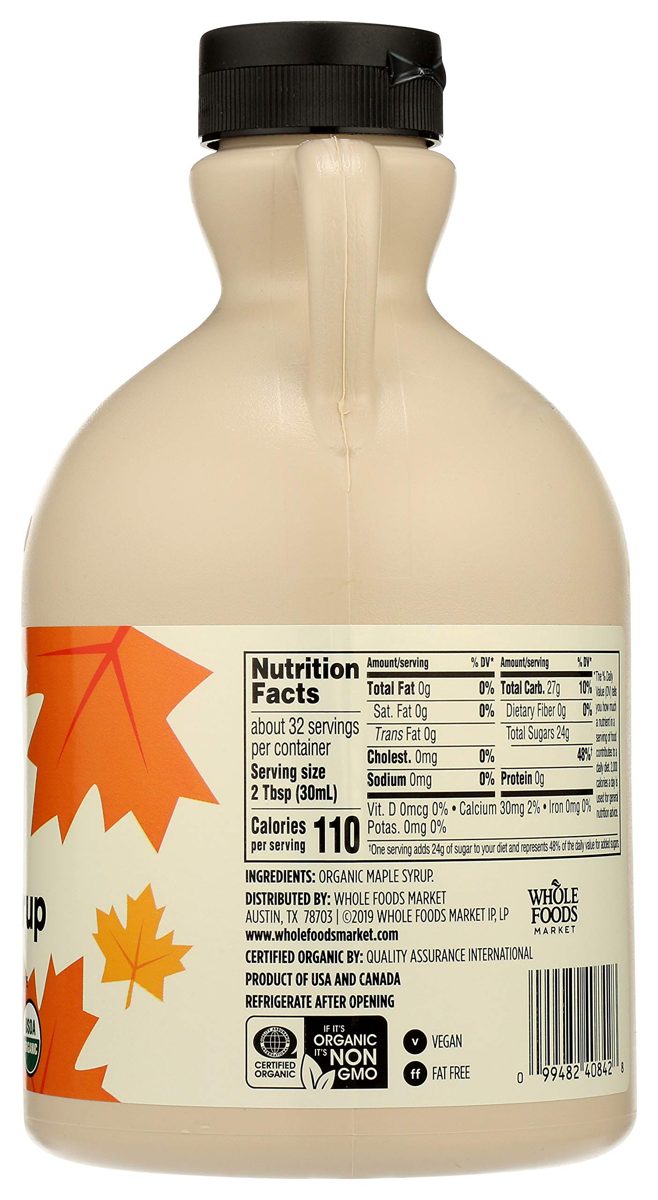 365 by Whole Foods Market, Organic Pure 100% Grade A Maple Syrup, Dark Color Robust Taste, 32 Fl Oz