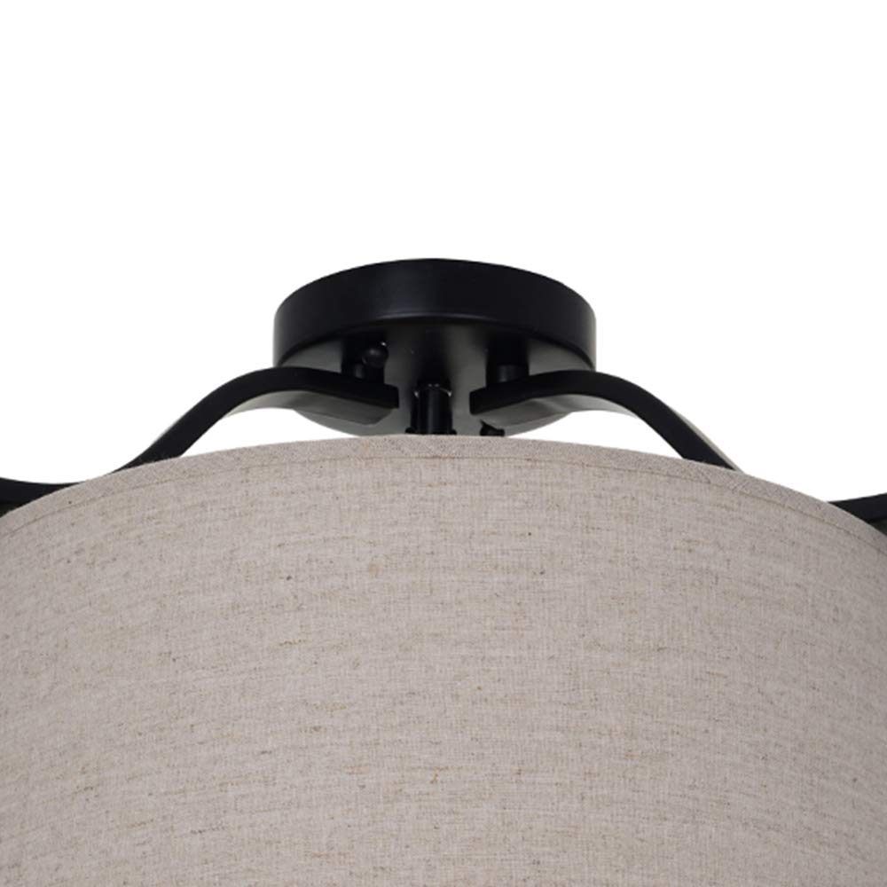 Amazon Brand – Ravenna Home Classic Fabric Semi-Flushmount Ceiling Pendant Light Fixture with 3 LED Light Bulbs - 15 x 15 x 11.5 Inches, Dark Bronze