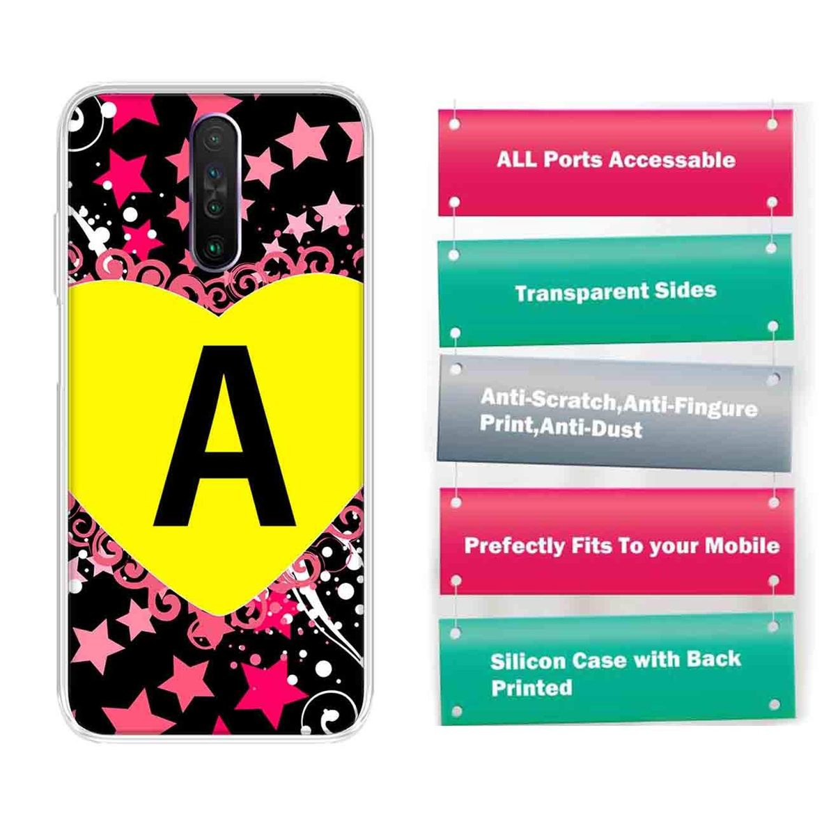 Amazon Brand - Solimo Designer Multicolor Heart Pattern Alphabet-A Printed Soft Back Case Mobile Cover for Poco X2 / Xiaomi Redmi K30