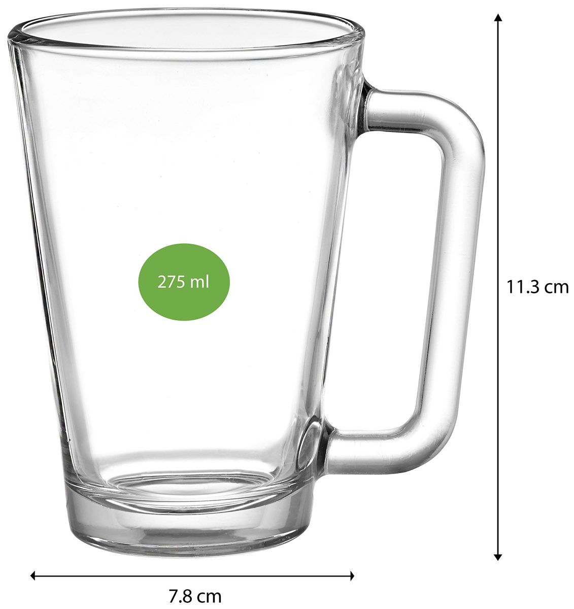 Amazon Brand - Solimo Portia Glass Coffee Mug Set, 275ml, Set of 2, Transparent