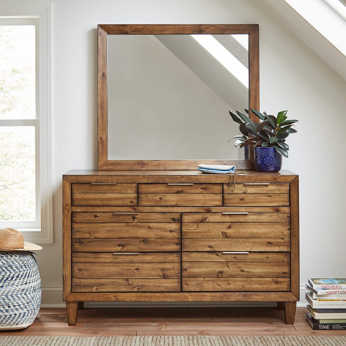 Amazon Brand – Stone & Beam Bateman Casual Mirror Wood Frame, 41"H, Brown