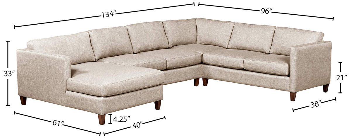 Amazon Brand – Stone & Beam Andover Modern Right U-Sectional Sofa, 134"W, Grey Linen