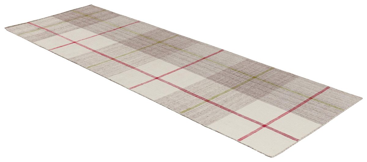 Amazon Brand – Stone & Beam Casual Plaid Runner Rug, 2' 6" x 8', Flatweave, Grey, Ivory, Red