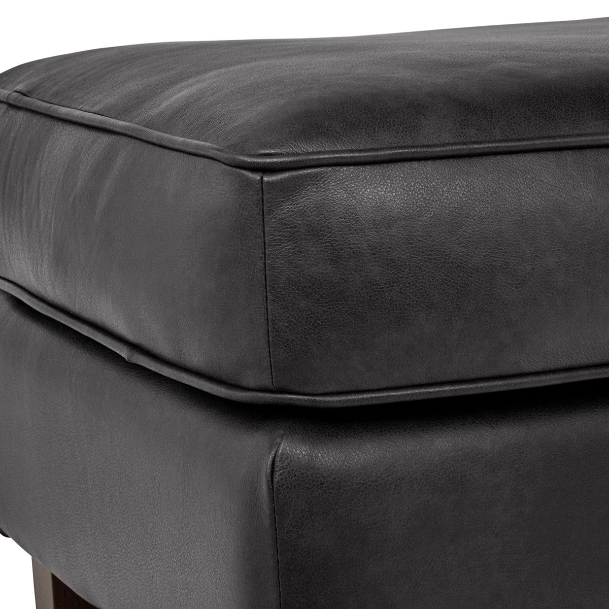Amazon Brand – Rivet Lawson Modern Angled Leather Ottoman, 27"W, Charcoal