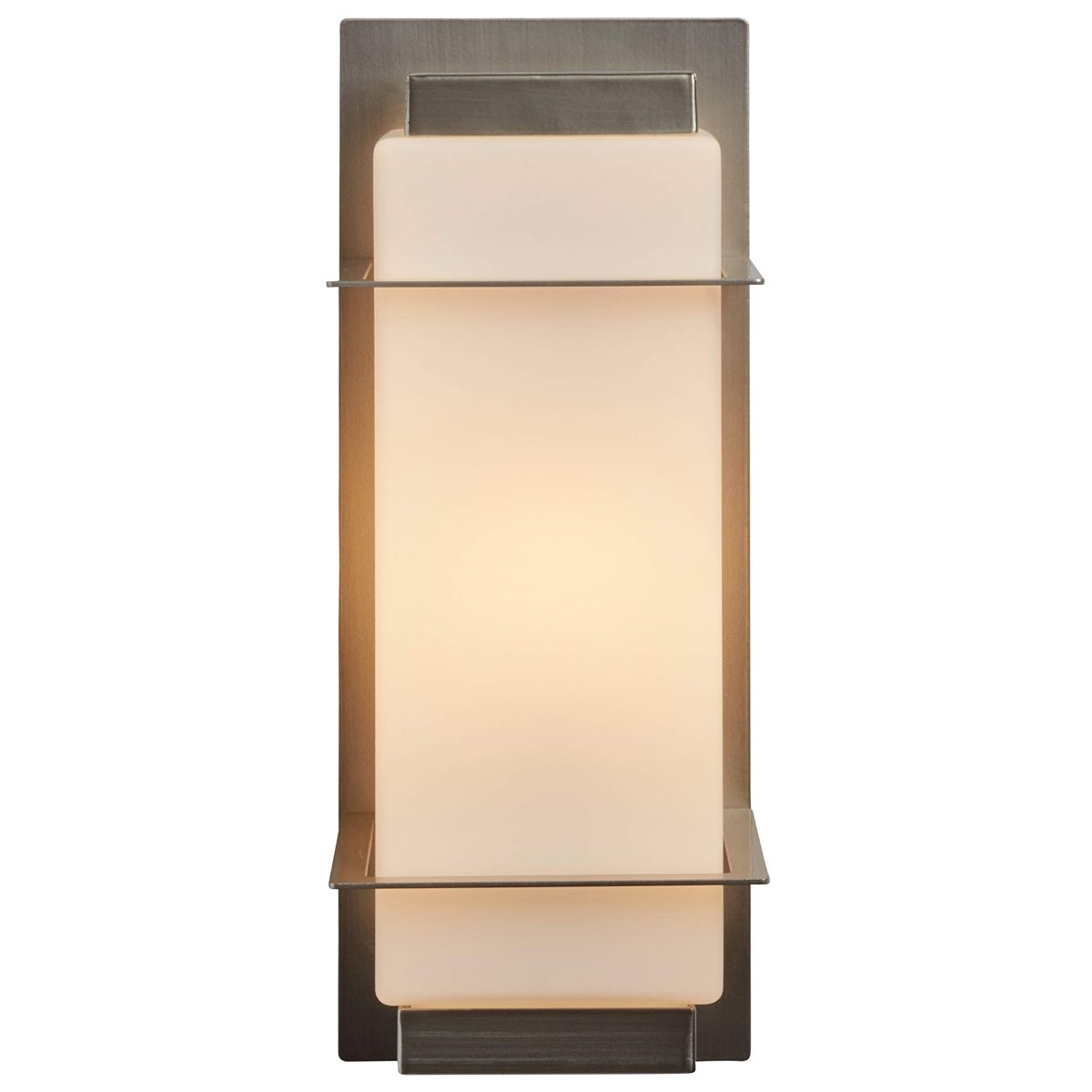 Amazon Brand – Rivet Modern Frosted Opal Glass Outdoor Wall Mount Sconce with Light Bulb - 5.91 x 6.97 x 14.97 Inches, Brushed Nickel