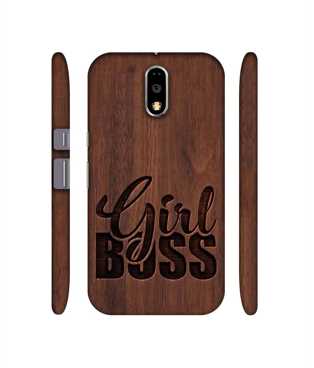 Amazon Brand - Solimo Designer Girl Boss On Wood 3D Printed Hard Back Case Mobile Cover for Motorola Moto G4 Plus