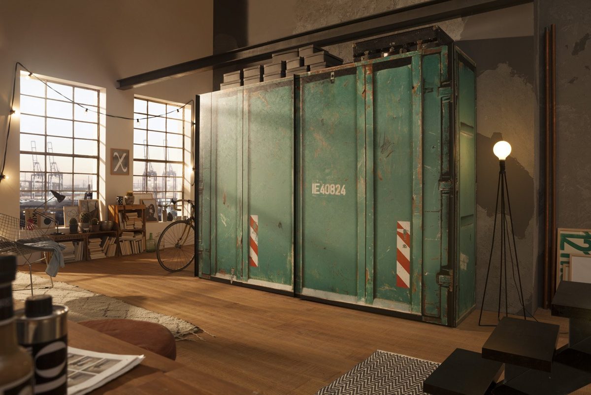 Express Möbel 2 Sliding Door Cupboard, Wood composite, Green, 300 cm