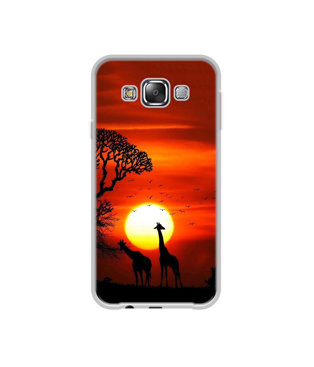 Amazon Brand - Solimo Designer Sunshade UV Printed Soft Back Case Mobile Cover for Samsung Galaxy E5