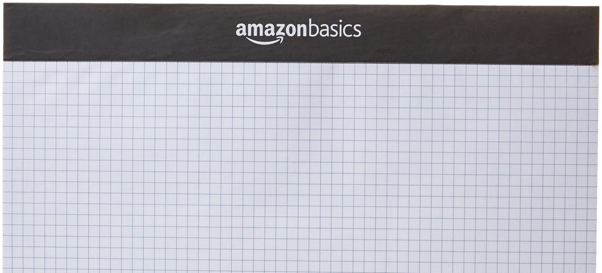 AmazonBasics Paper Pad - Quad-Ruled, 8.5 Inch x 11.75 Inch, 2-Pack