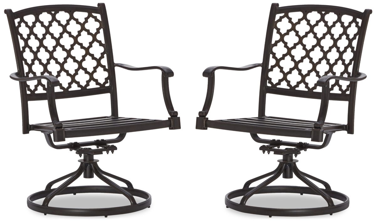 Strathwood Whidbey Cast-Aluminum Swivel Dining Arm Chair, Set of 2