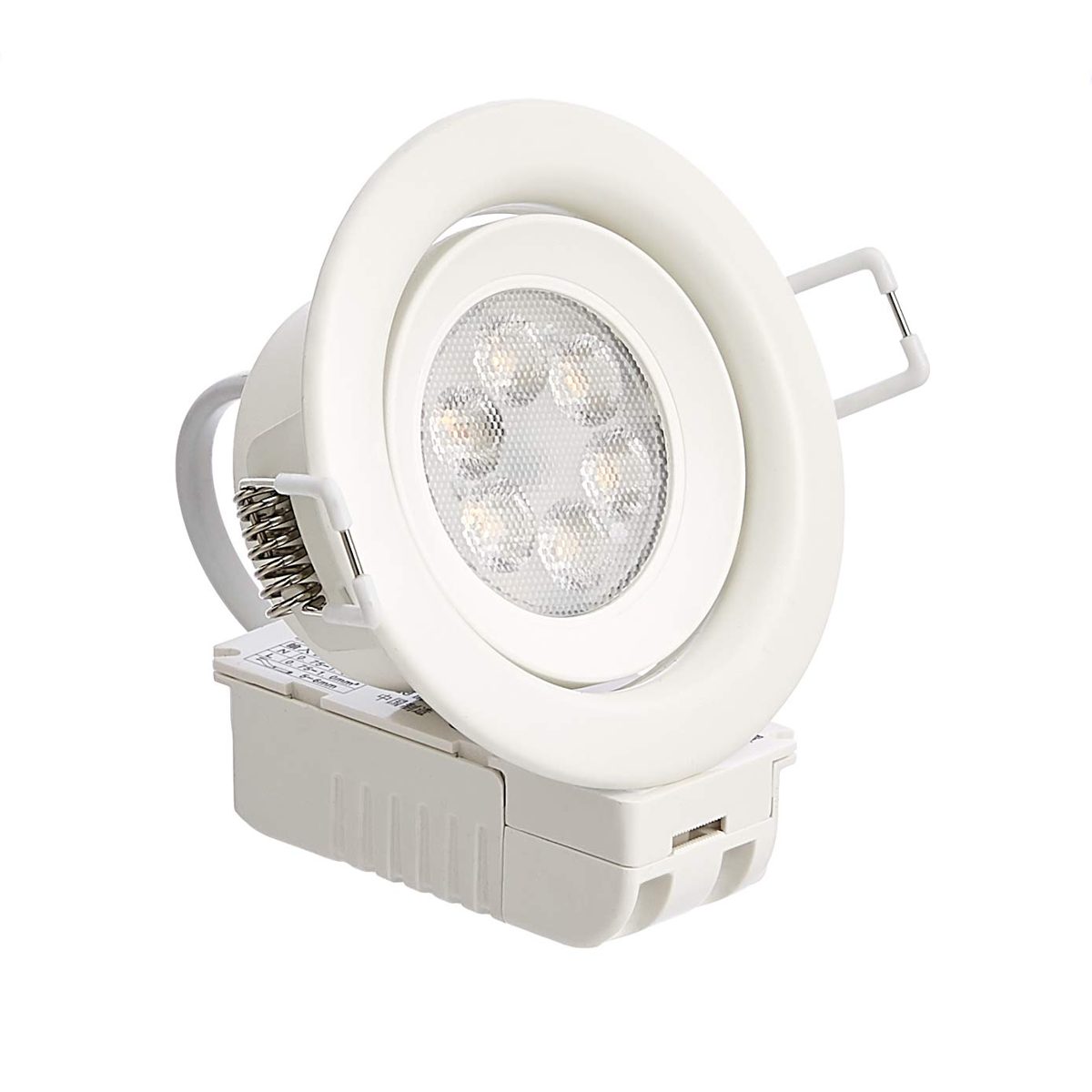 AmazonBasics 7W LED Integrated Recessed Spotlight, Slim Style, Round, 70mm (Cut out), 4000K, Cool White, 5-Pack