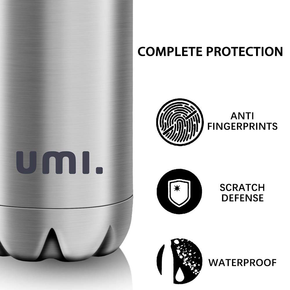 UMI. by Amazon Water Bottle in Stainless Steel / 750 ml or 500 ml / Vacuum Insulated Thermos Bottle / BPA-Free / Leak-Proof / Water Bottle for Sports, Outdoors, Office or School, Stainless steel, 750ml