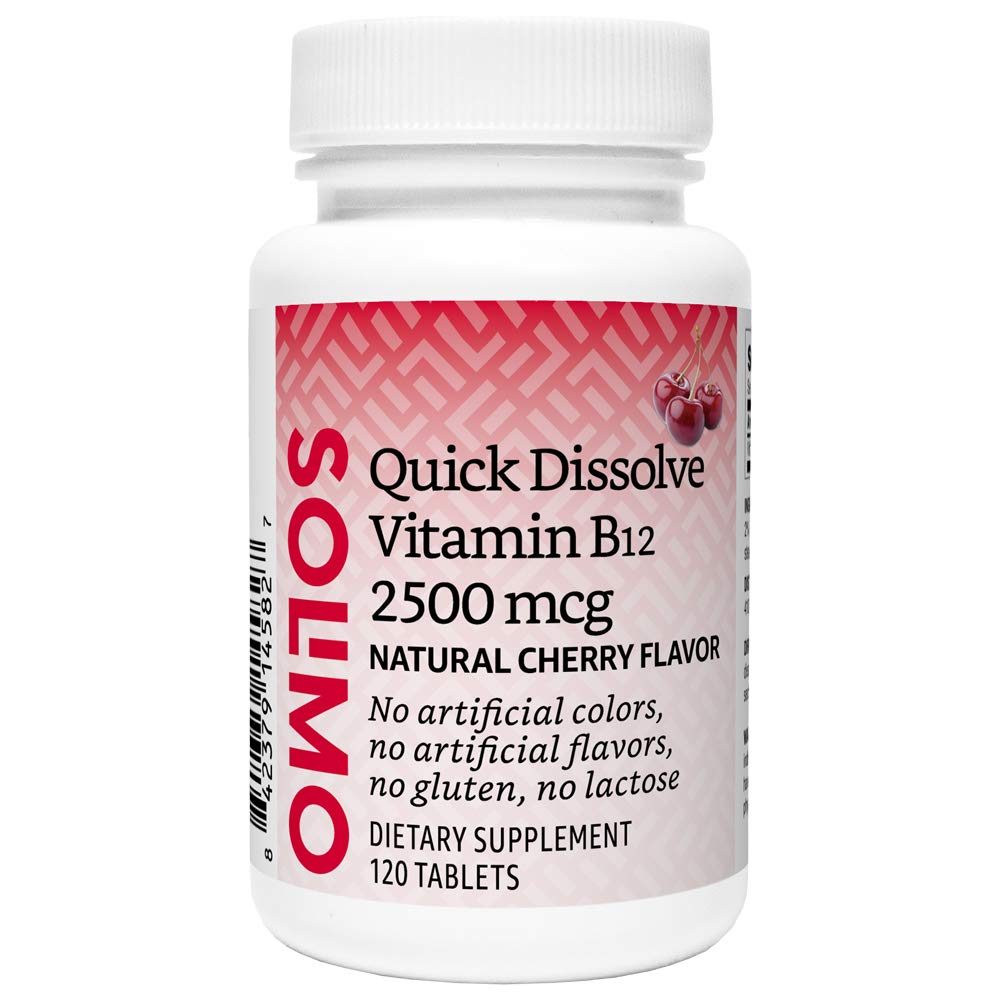 Amazon Brand - Solimo Quick Dissolve Vitamin B12 2500 mcg, Cherry Flavor, 120 Tablets, Four Month Supply & Solimo Potassium 99 mg, 120 Caplets, Four Month Supply (Packaging May Vary)