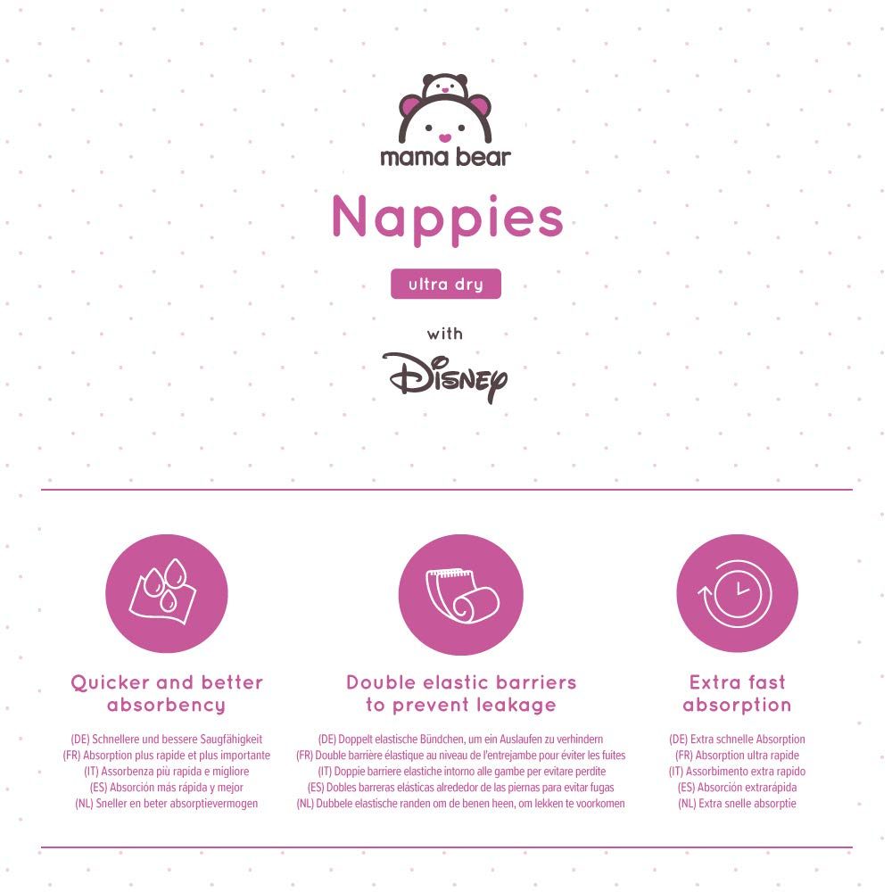 Mama Bear Disney - 144 Ultra Dry Nappies - Size 5+ (11-17 kg)