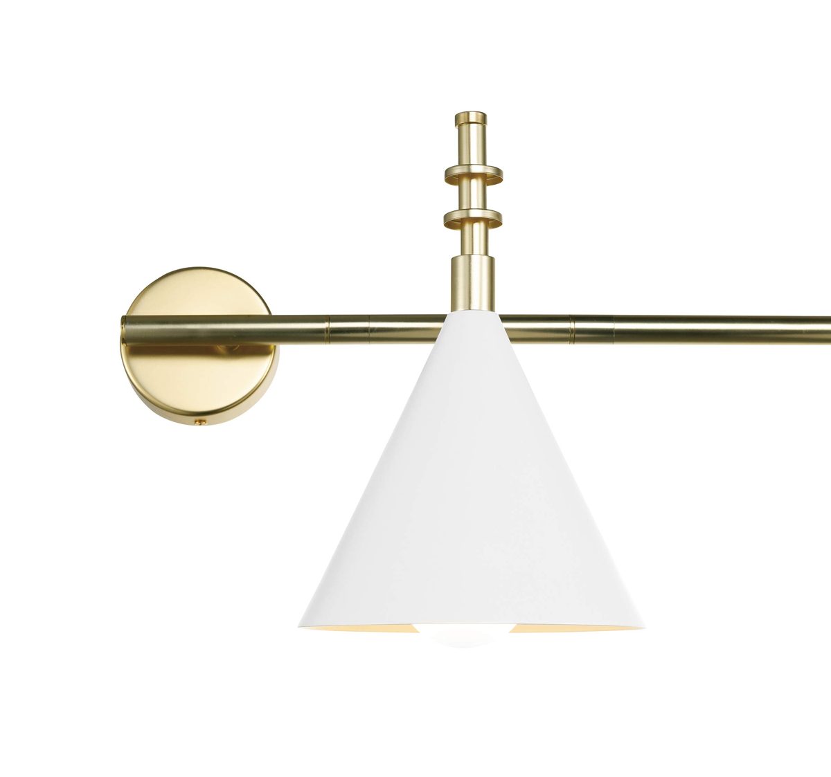 Amazon Brand – Rivet 2-Light Plug-In Wall Sconce with Glossy White Shades, LED Bulbs Included, 24"H, Antique Brass
