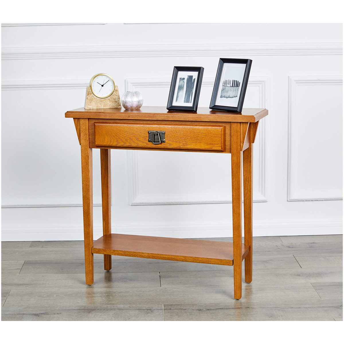 Phoenix Home Pavlo Mission-Style Wooden Console Table with Drawer and Shelf, Amber Oak