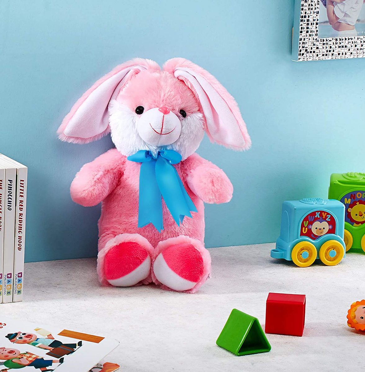 Amazon Brand- Jam & Honey Long Ears Rabbit-pink-30cm