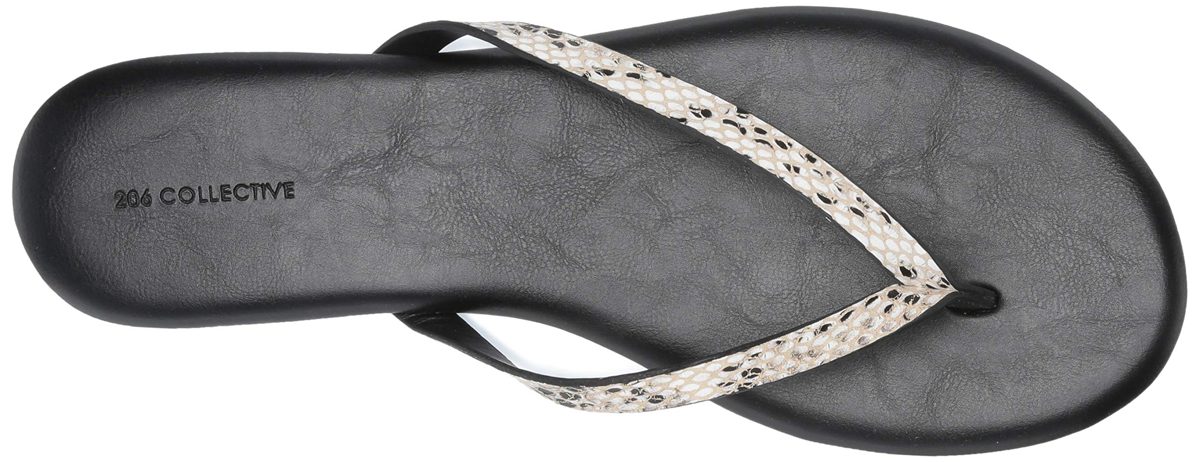 206 Collective Amazon Brand Women's Fenna Sandal, Black Snake Embossed, 6 B US