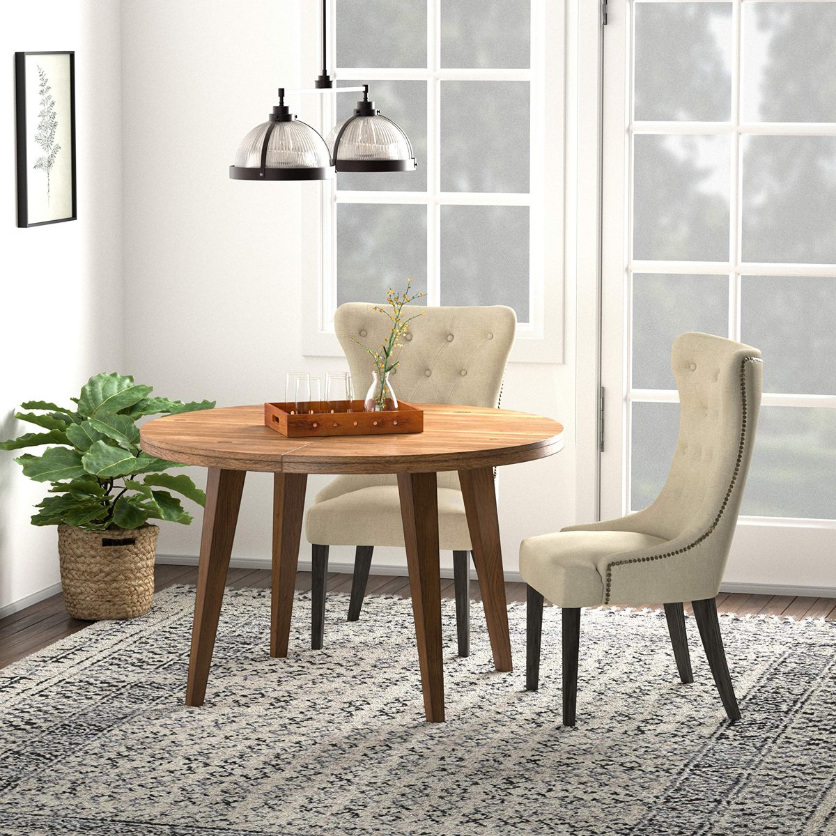 Amazon Brand – Stone & Beam Dining Chair with Deep Tufting, 42"H, Hemp