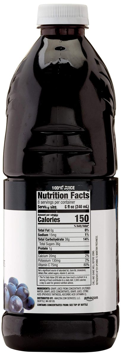 Amazon Brand - Happy Belly Grape Juice from Concentrate, 64 Ounce