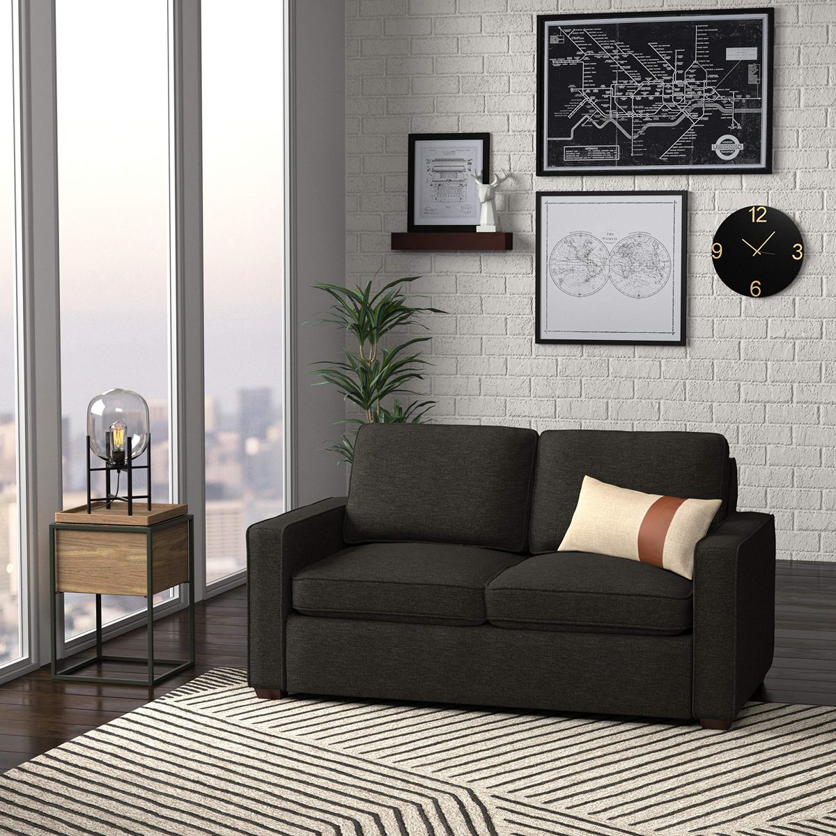Amazon Brand – Rivet Andrews Contemporary Loveseat Sofa with Removable Cushions, 67"W, Dark Grey