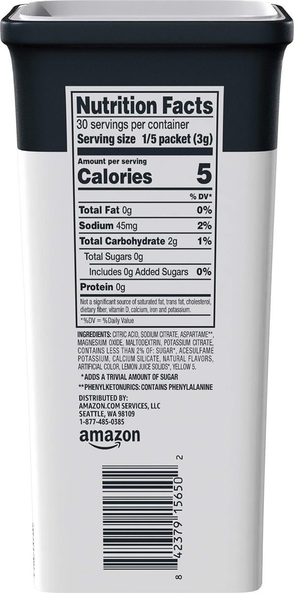 Amazon Brand - Solimo Lemonade Drink Mix, (12 Count) - 72 Total Packets.