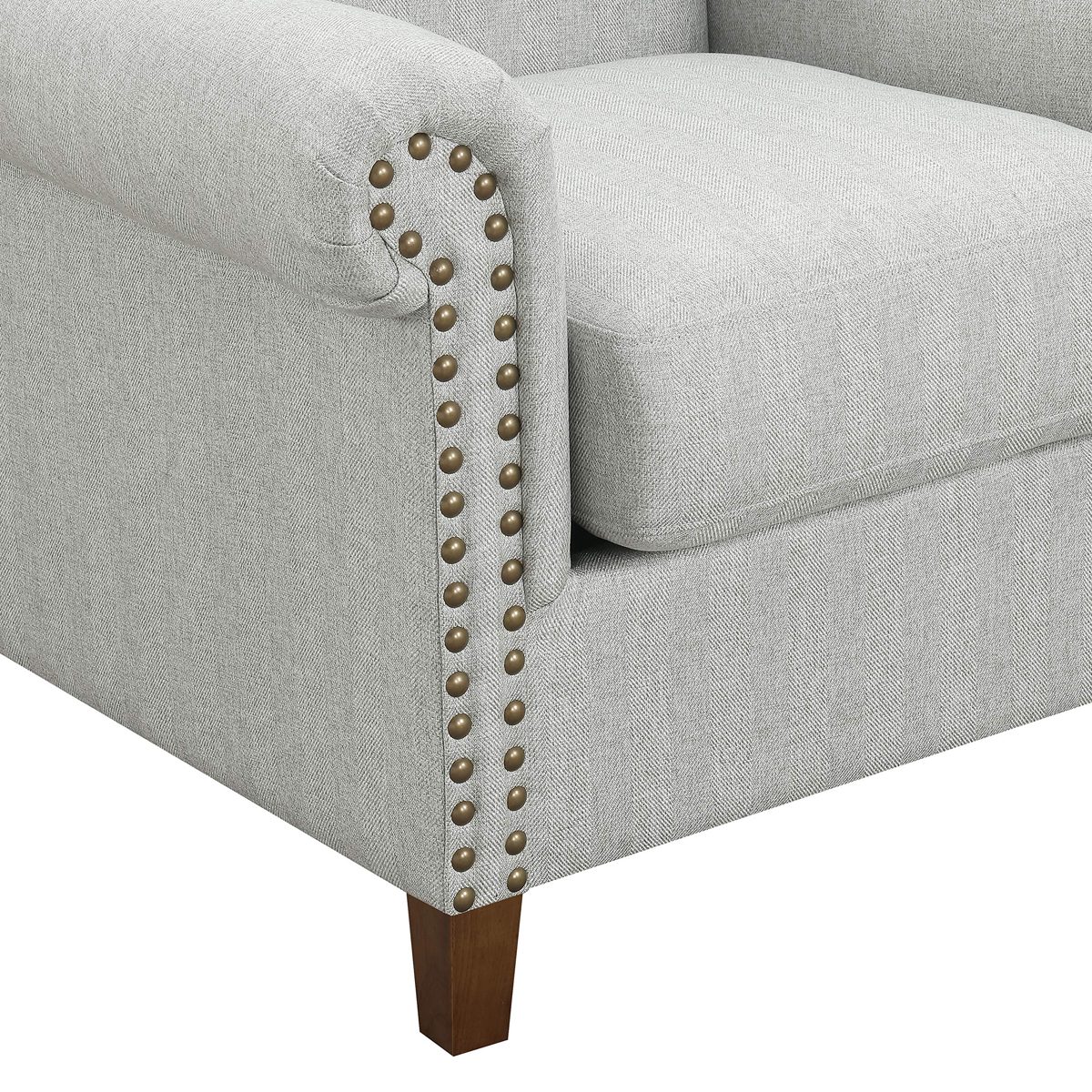 Amazon Brand – Ravenna Home Rolled Arm Nailhead Accent Chair, 35"W