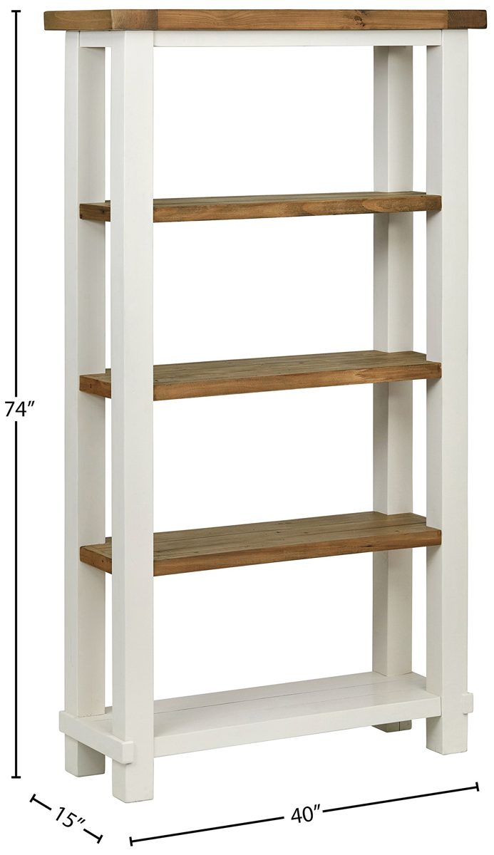 Amazon Brand – Stone & Beam Barrett Reclaimed Wood 4-Shelf Bookcase, 40"W, White and Sandstone Pine