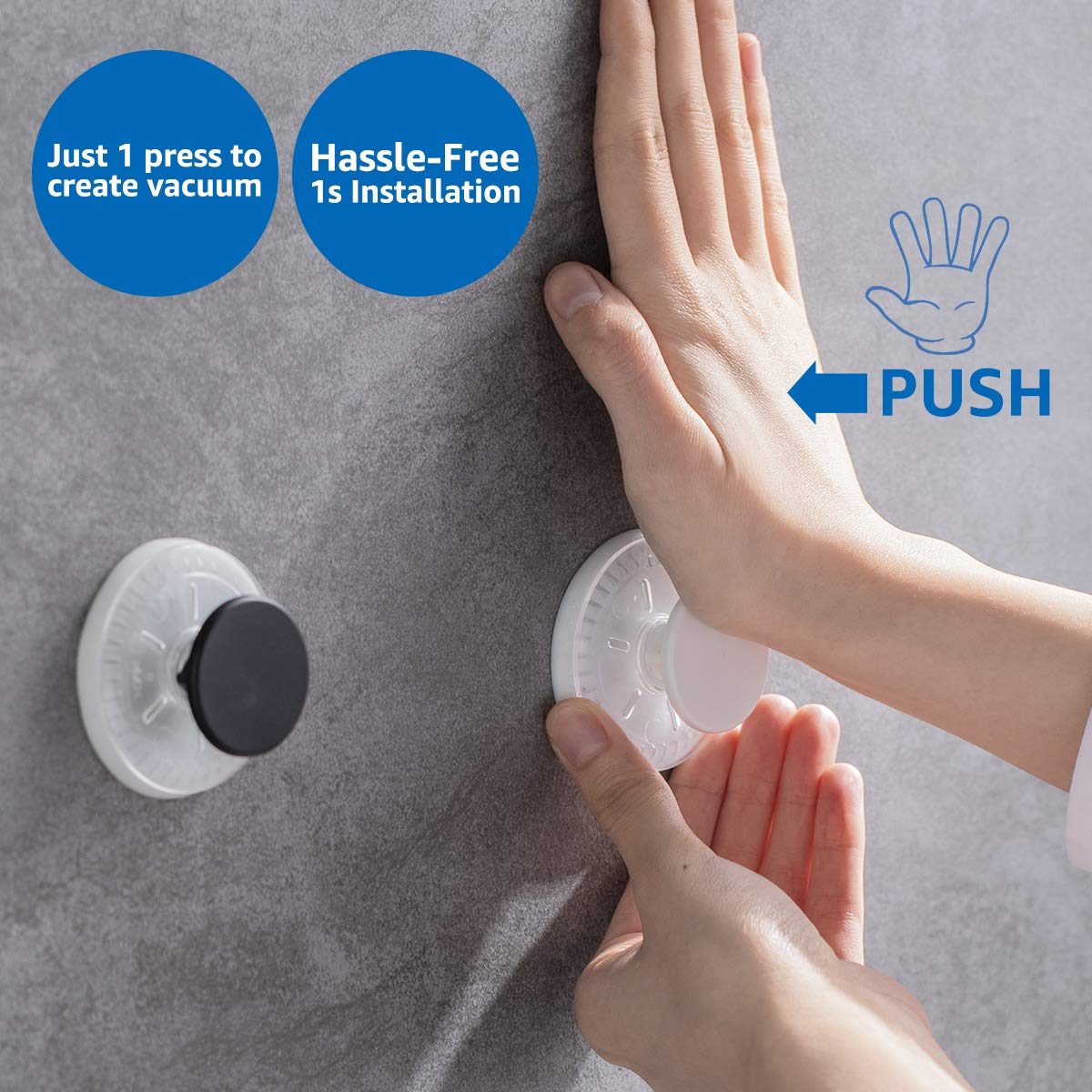 Eono Vacuum Suction Cup 6 Pack No Drilling Sucker Hooks made of premium TPU gel and durable plastic with oil-proof and waterproof, can adapt to various environments such as kitchen or bathroom