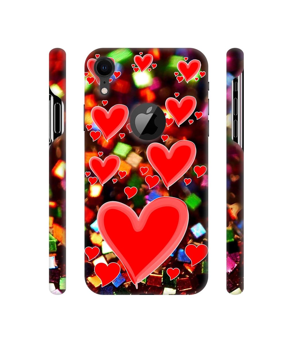 Amazon Brand - Solimo Designer Heart Texture on Glitters 3D Printed Hard Back Case Mobile Cover for Apple iPhone XR (Logo Cut)