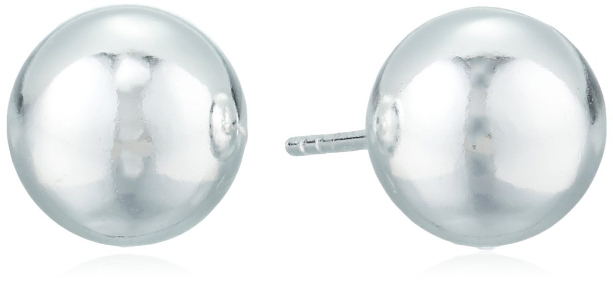 Amazon Essentials Sterling Silver Polished Ball Stud Earrings (9mm)
