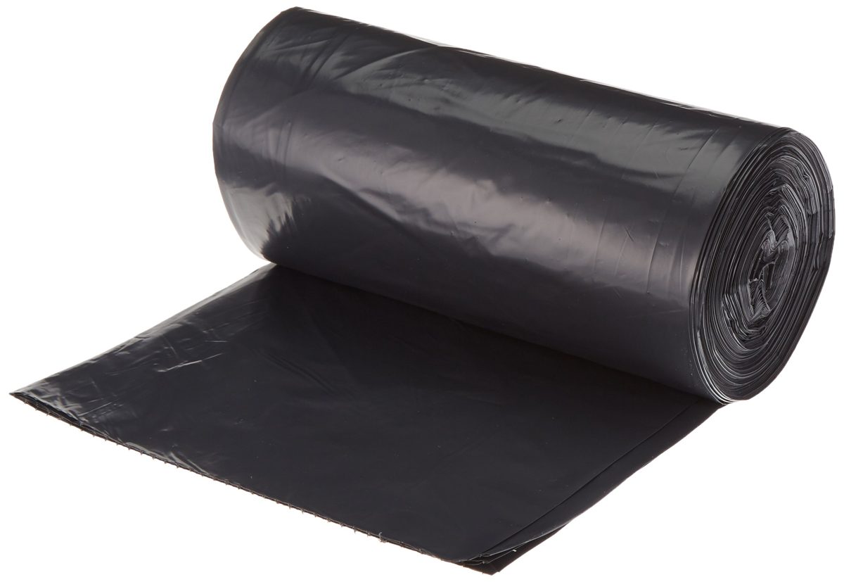 AmazonBasics 44 Gallon Trash Can Liner, 1.6 mil, Black, 150-Count