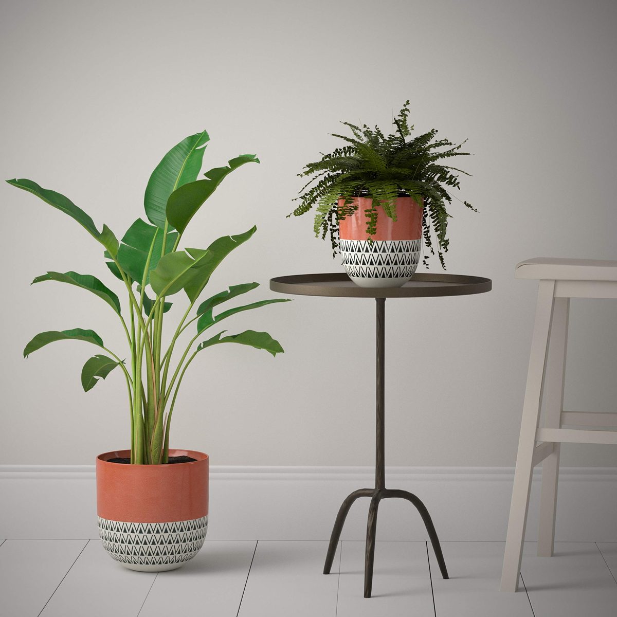 Amazon Brand – Stone & Beam Mid-Century Two-Toned Planter, 8.46"H, Coral Pink