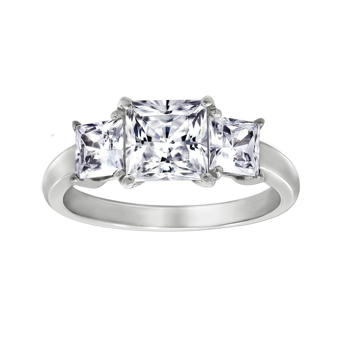 [Find] Amazon Collection Platinum Plated Sterling Silver kuriapurinsesukattokyu-bikkuzirukonia 3 Stone Ring, Size 14