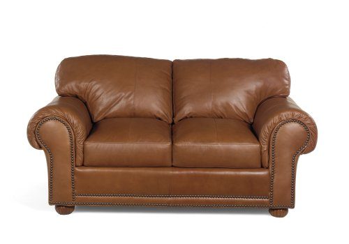 Strathwood Grosse Pointe Leather Loveseat, Mahogany