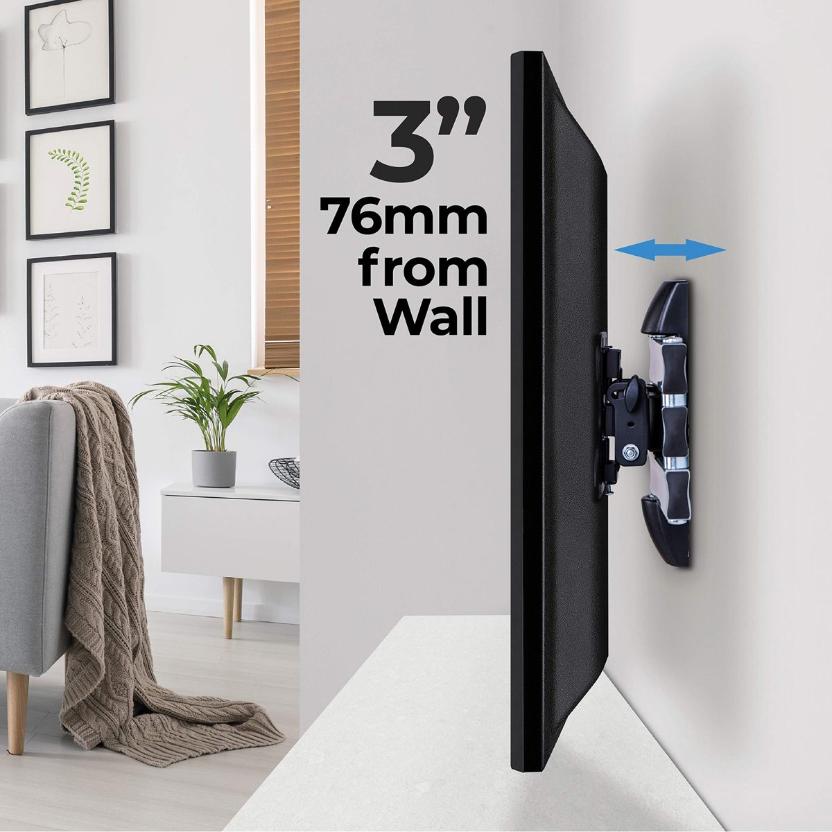 AmazonBasics Performance Range 13-32" Triple Arms Full Motion TV Wall Mount (Renewed)