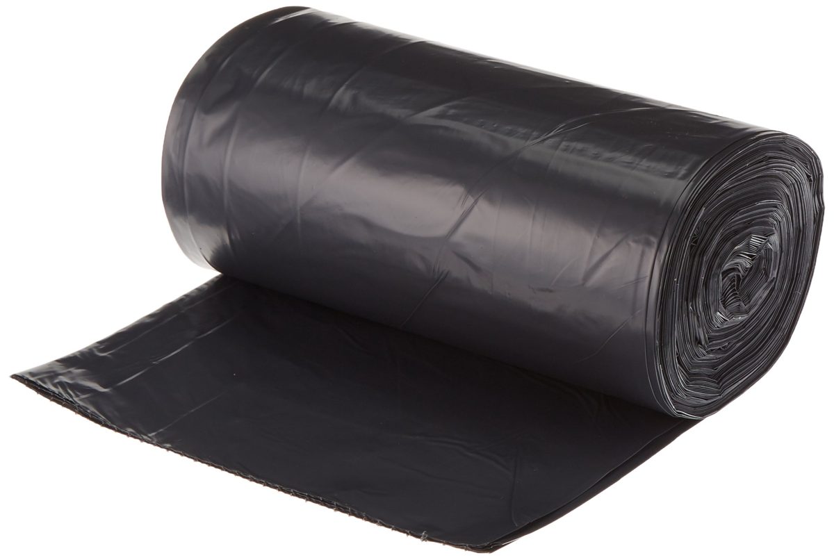 AmazonBasics 32 Gallon Trash Can Liner, 1.6 mil, Black, 150-Count