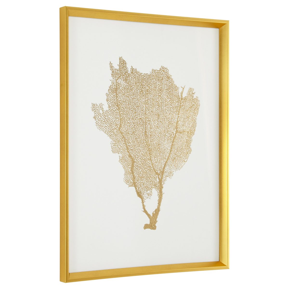 Amazon Brand – Stone & Beam Modern Gold Foil Sea Fan Print I Framed Wall Art Decor - 24 x 30 Inch Frame, Gold