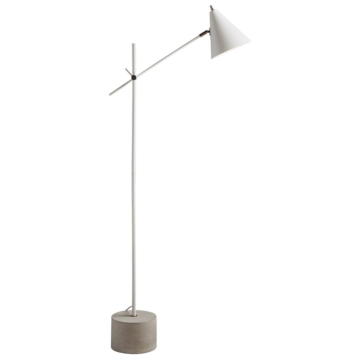 Amazon Brand – Rivet Mid-Century Modern Concrete Task Floor Lamp With Light Bulb - 57 Inches, Matte White