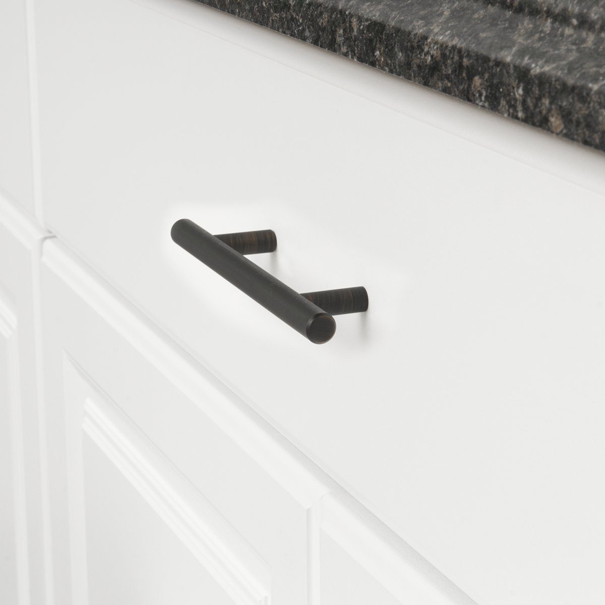 AmazonBasics Euro Bar Cabinet Handle (1/2-inch Diameter), 6.38-inch Length (4-inch Hole Center), Oil Rubbed Bronze, 10-Pack
