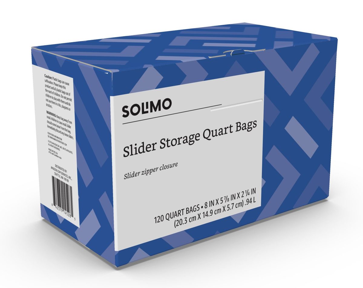 Amazon Brand - Solimo Slider Quart Food Storage Bags, 120 Count