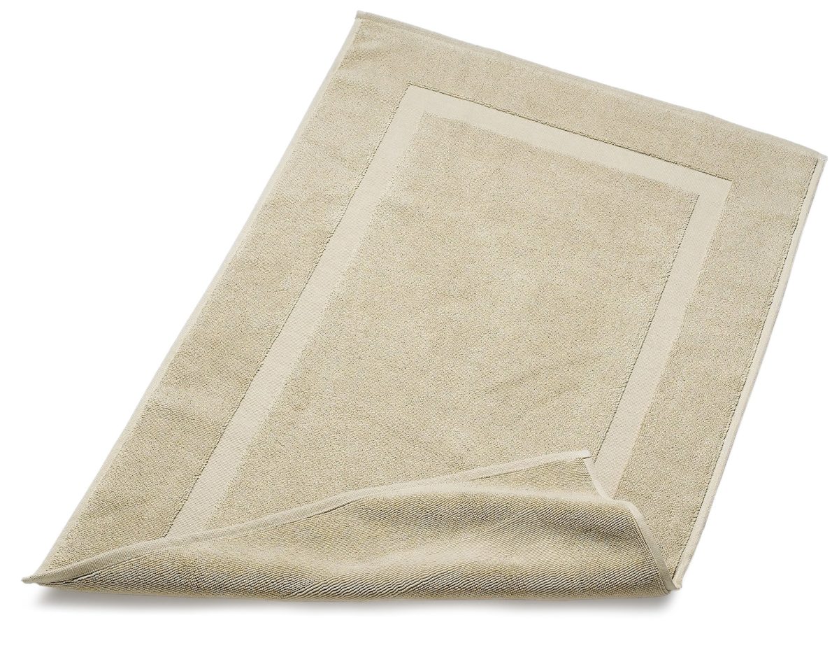 Pinzon Luxury Banded Cotton Bath Mat, Sand