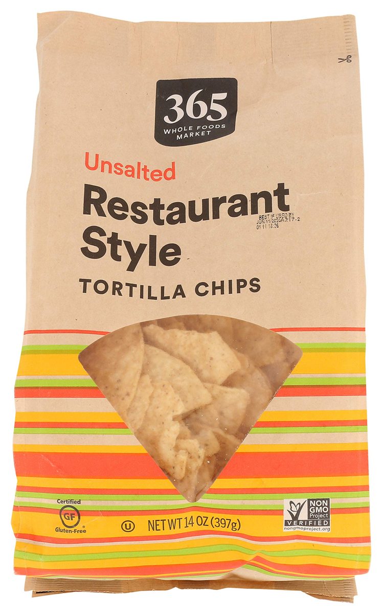365 EVERYDAY VALUE Restaurant Style White Corn Tortilla Chips Unsalted, 14 OZ