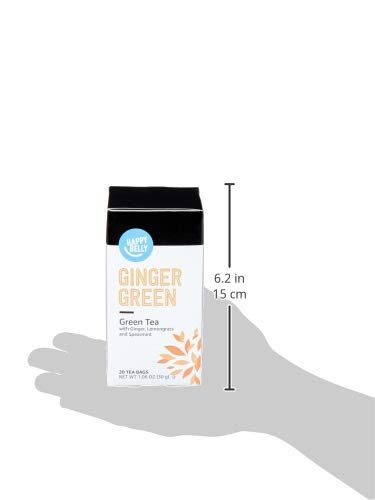 Amazon Brand - Happy Belly Ginger Green Tea Bags, 20 Count