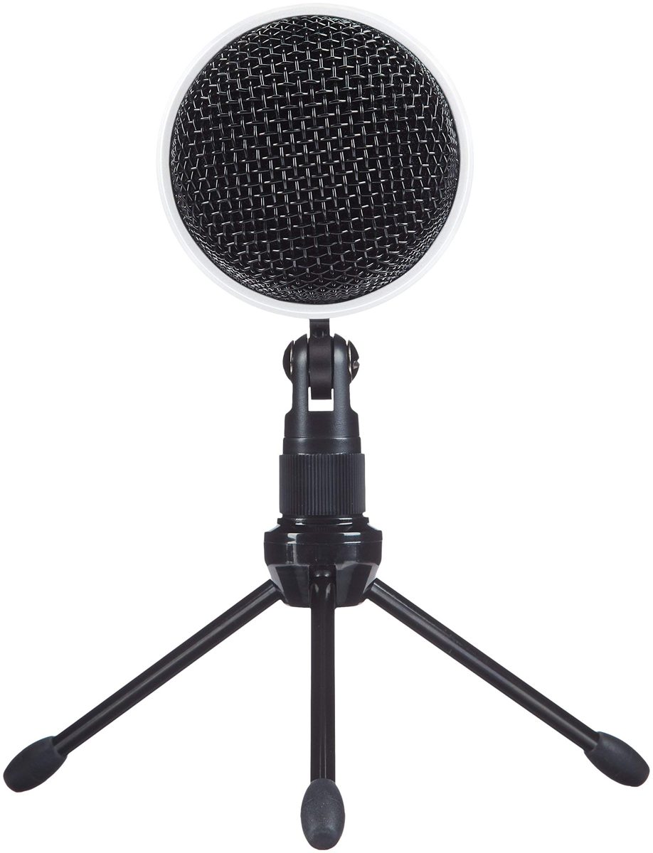 AmazonBasics Desktop Mini Condenser Microphone With Tripod - White (Renewed)
