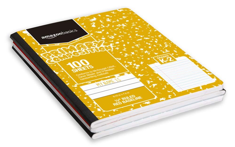 AmazonBasics Primary Composition 1/2" Ruled, 100-Sheet, 9.75" x 7.5", 15-Pack